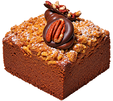 Cake cube dix sur dix tendre pécan